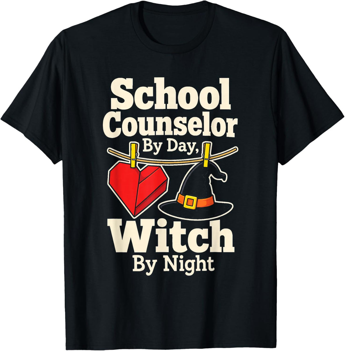 School Counselor By Day Witch By Night Halloween T-Shirt - Black