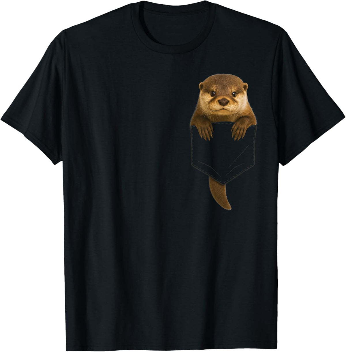 Cute Otter Pocket Funny Gifts for Men Women Kid Otter Lovers T-Shirt - Black