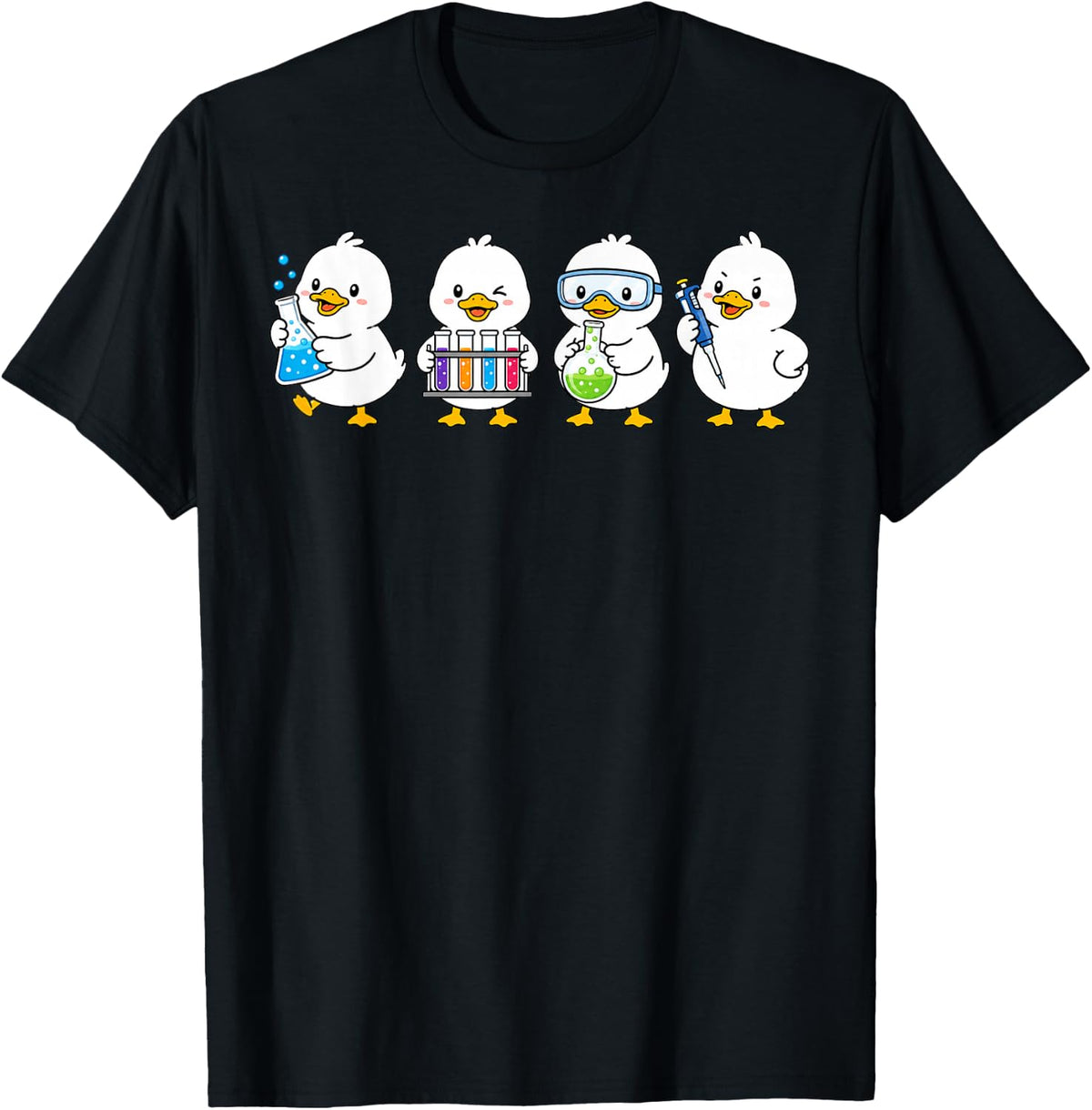 Funny Science Ducks Chemistry Laboratory STEM Scientist T-Shirt - Black