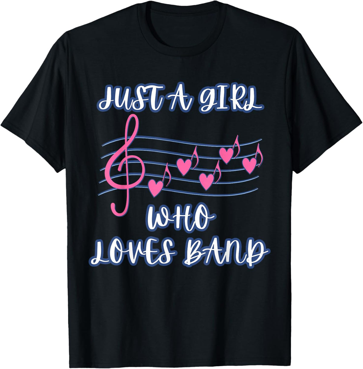 Just A Girl Who Loves Band High School Student Marching Band T-Shirt - Black