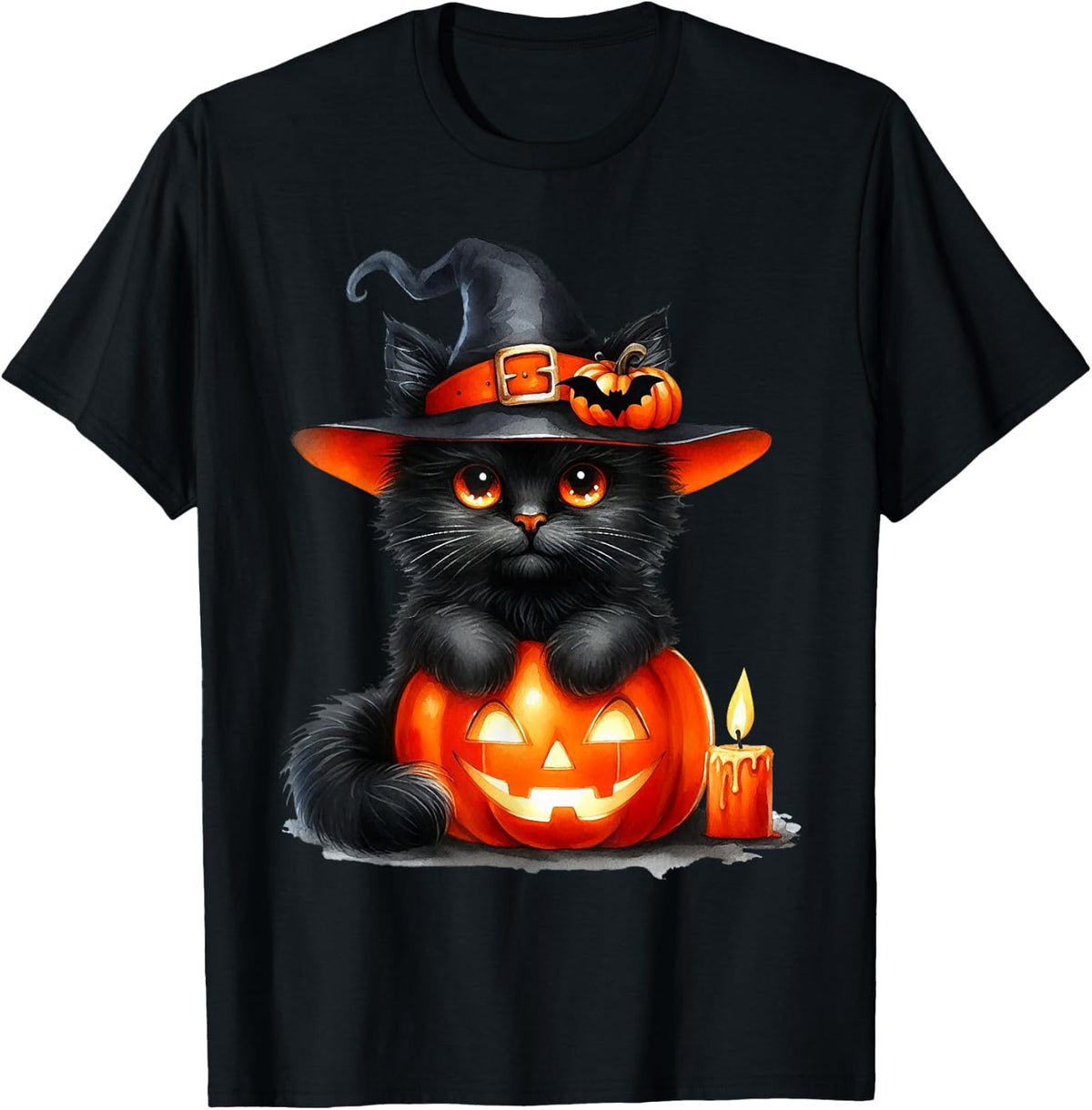 Funny Cat Pumpkin Halloween Black Cat Lover Cat Mom Cat Dad T-Shirt - Black