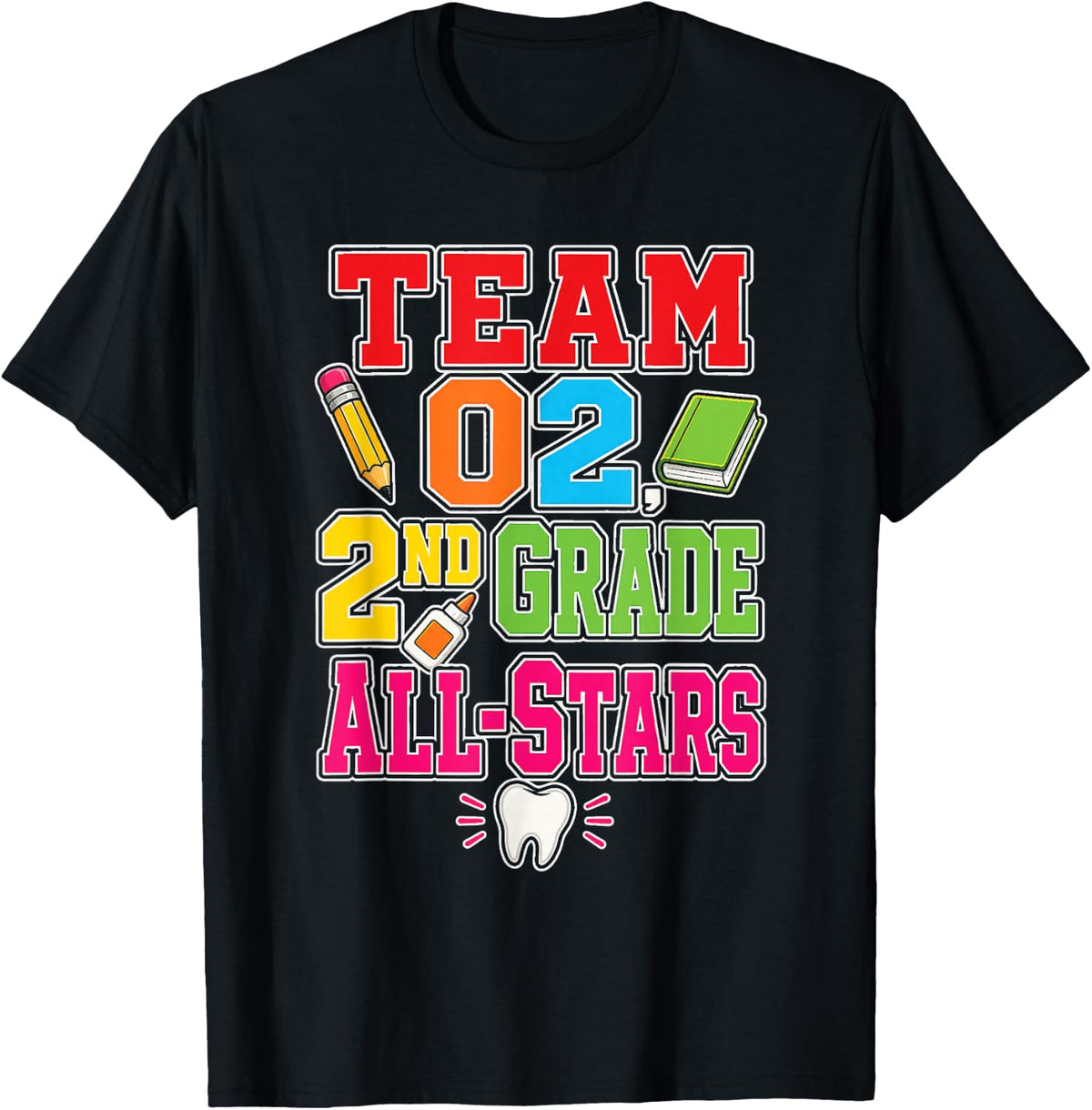 2nd Grade All-Stars Team 02 Second Grader First Day T-Shirt - Black