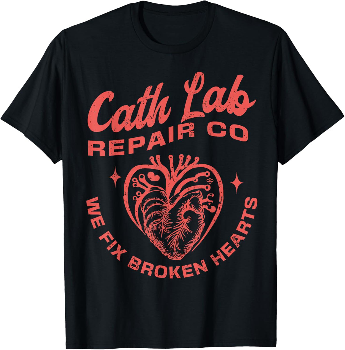 Cath Lab Repair Co Funny Valentine Day Cath Lab Nurse Outfit T-Shirt - Black