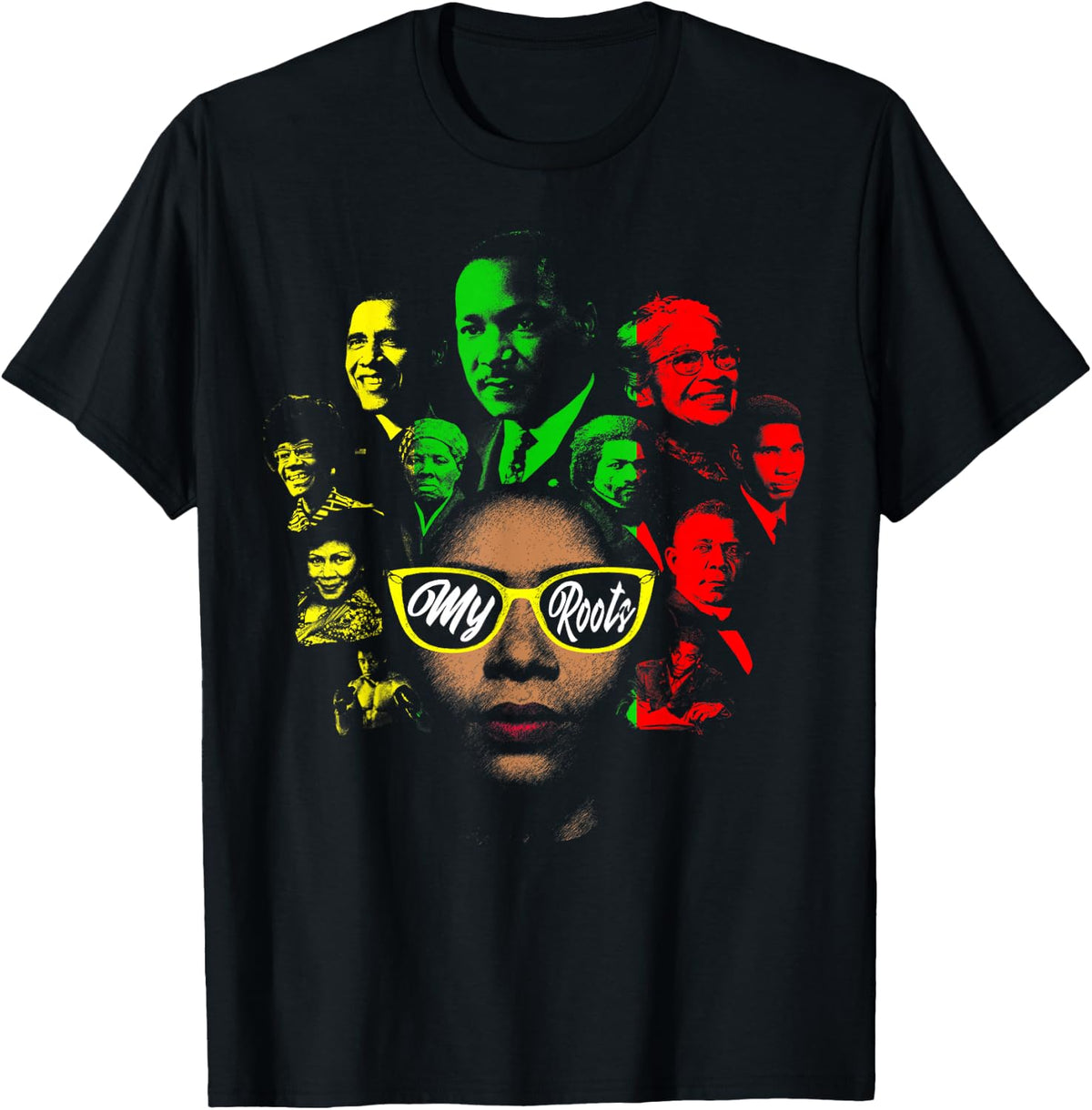 Black History Leaders Collage Famous African American Month T-Shirt - Black