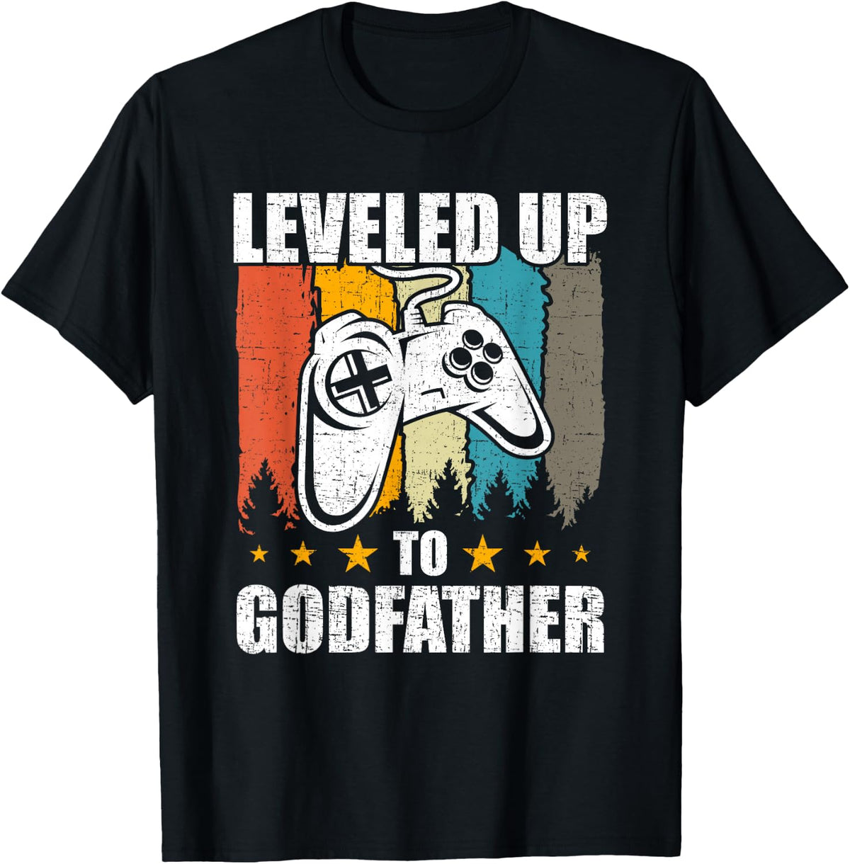 Leveled up to Godfather Video Gamer Gaming T-Shirt - Black