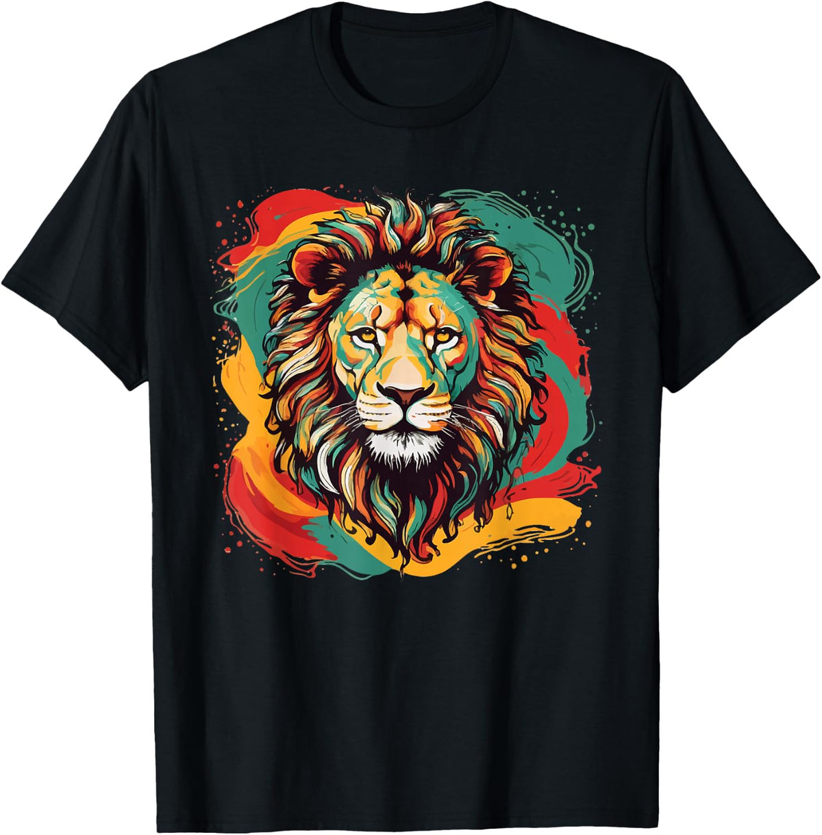 Juneteenth Cool Black History African America Flag Lion T-Shirt - Black