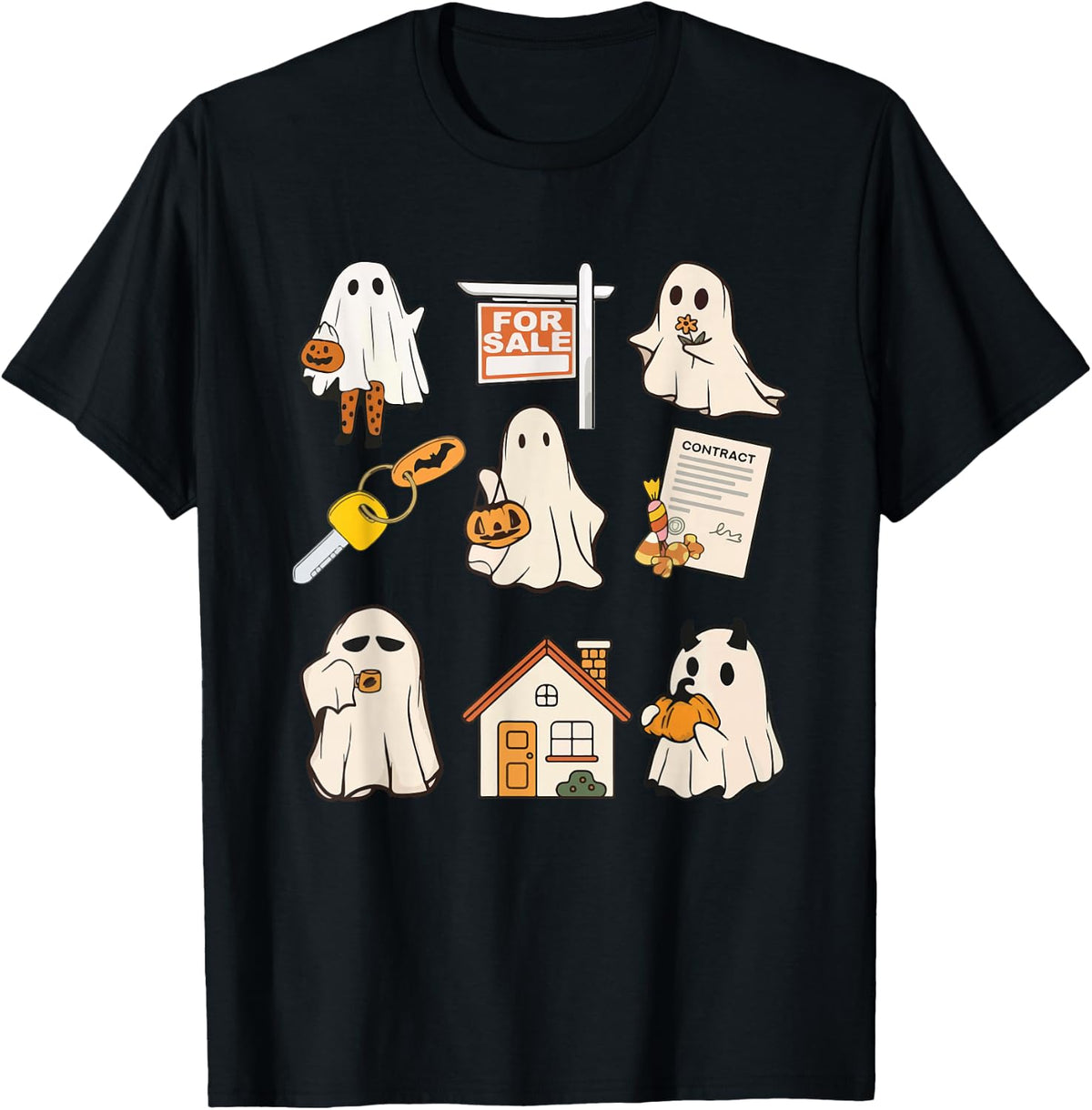 Real Estate Professional Broker Mortgage Agent Halloween T-Shirt - Black