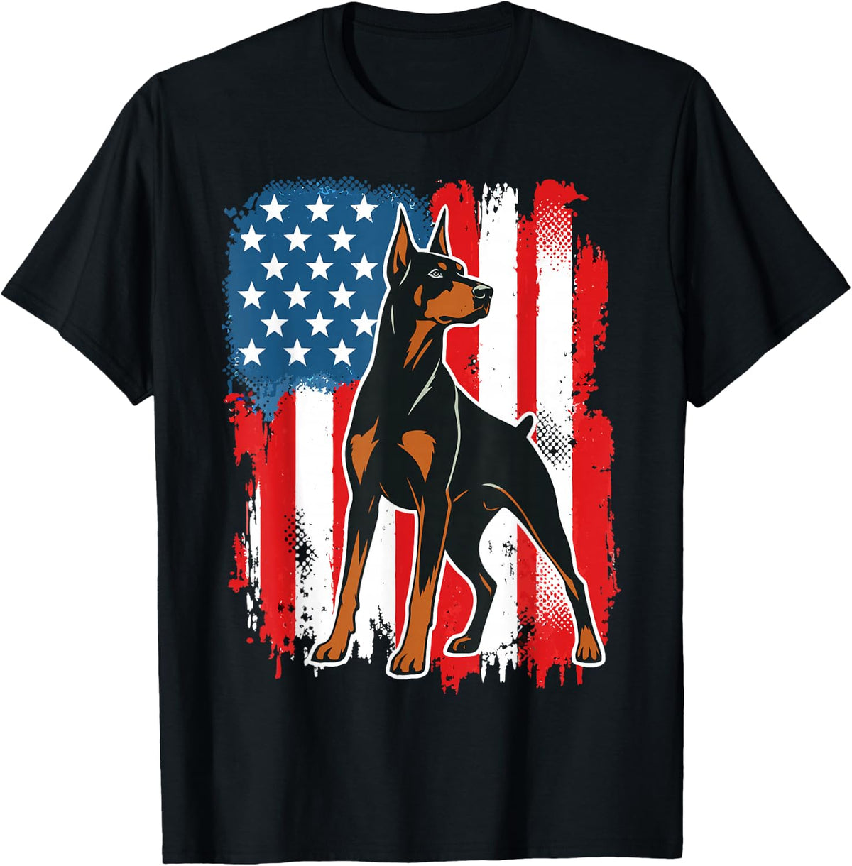 American Flag Doberman Mom Dad Doberman Pinscher T-Shirt - Black