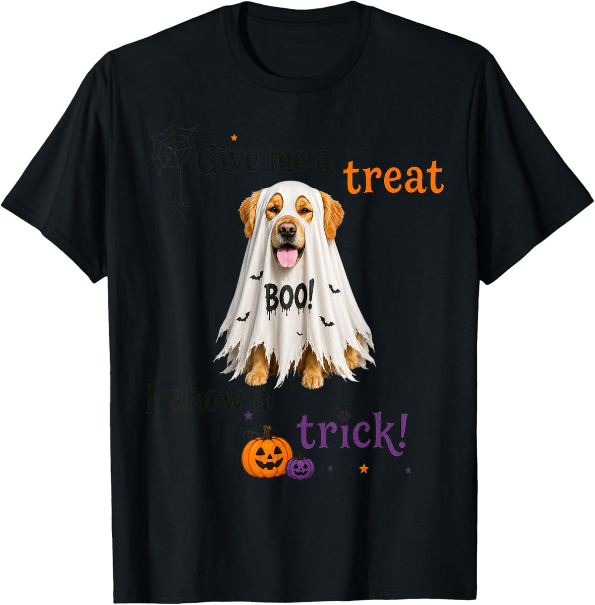 Golden Retriever Ghost Boo Halloween Dog Lover Gift T-Shirt - Black