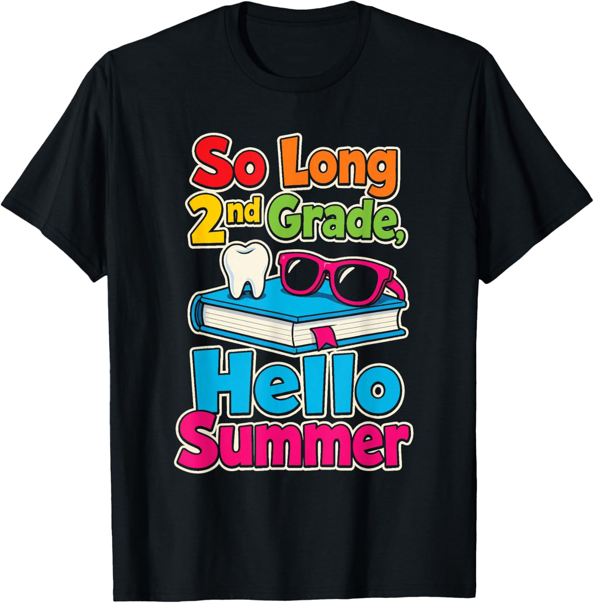 2nd Grade So Long Hello Summer Elementary School Kids T-Shirt - Black