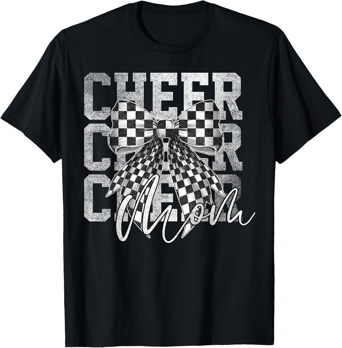 Cheer Mom Mama Coquette Bow Cheerleader Cheerleading Mom T-Shirt - Black