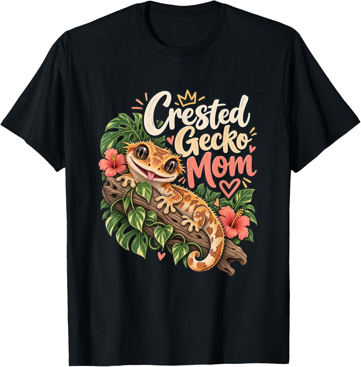 Crested Gecko Mom – Proud Reptile Mama T-Shirt - Black