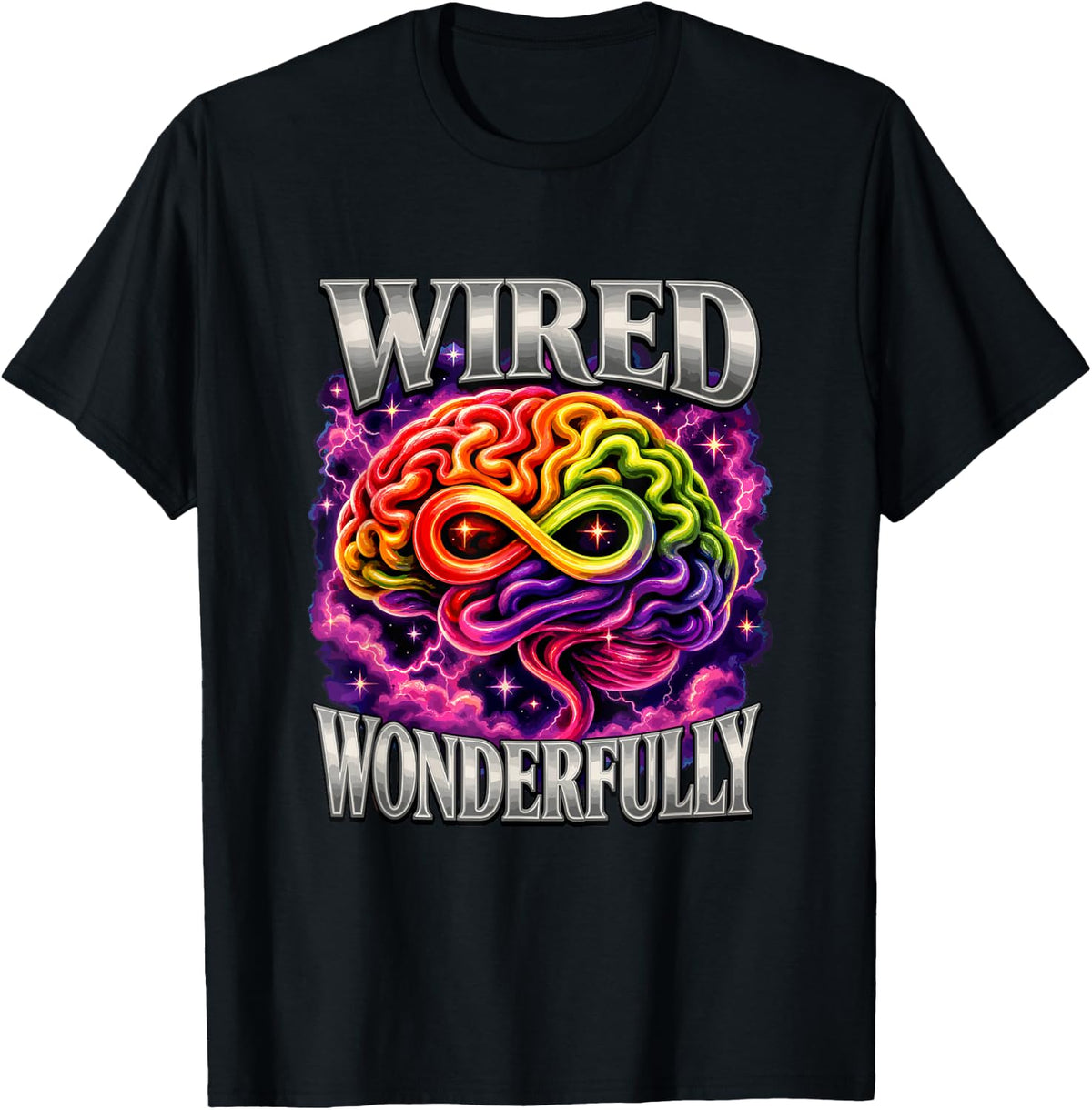 Wired Wonderfully Infinity Brain Sped Bootleg T-Shirt - Black