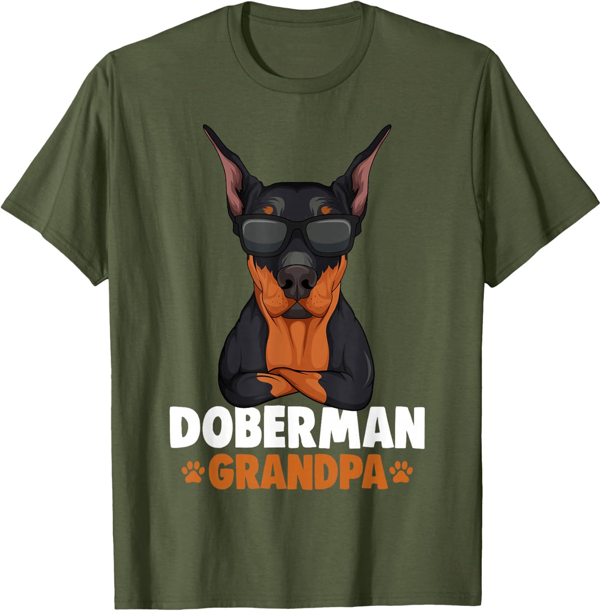 Doberman Grandpa Dobie Dog T-Shirt - Olive Green