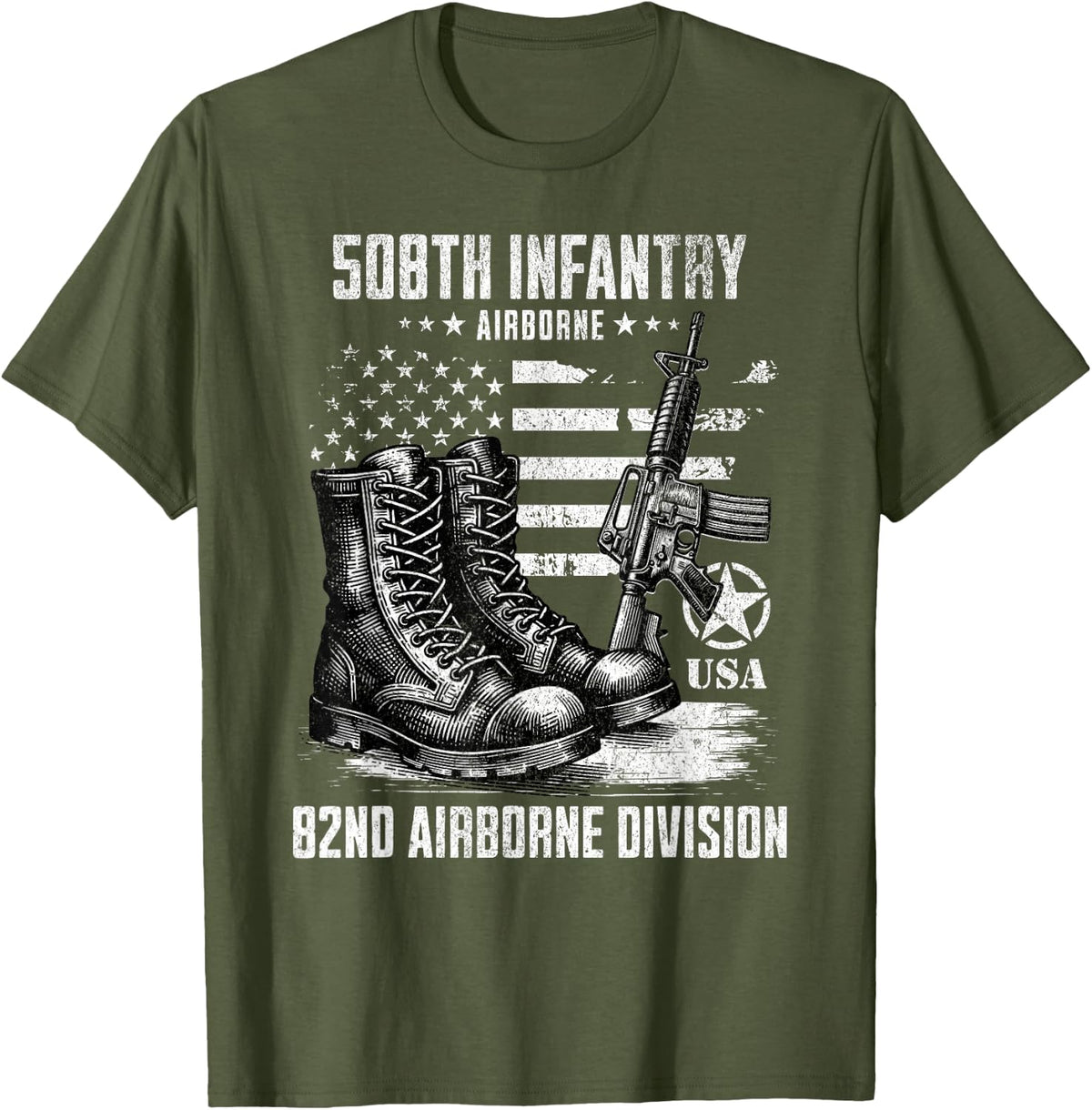 508th Infantry Regiment 82nd Airborne Division Veteran T-Shirt - Olive Green