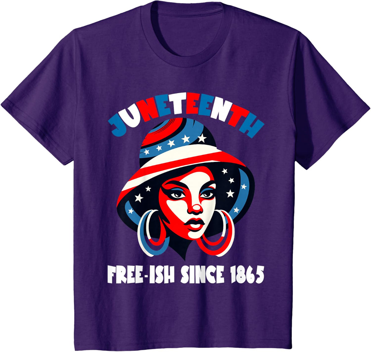 Juneteenth Women Black Freedom Day 1865 Red White Blue T-Shirt - Purple