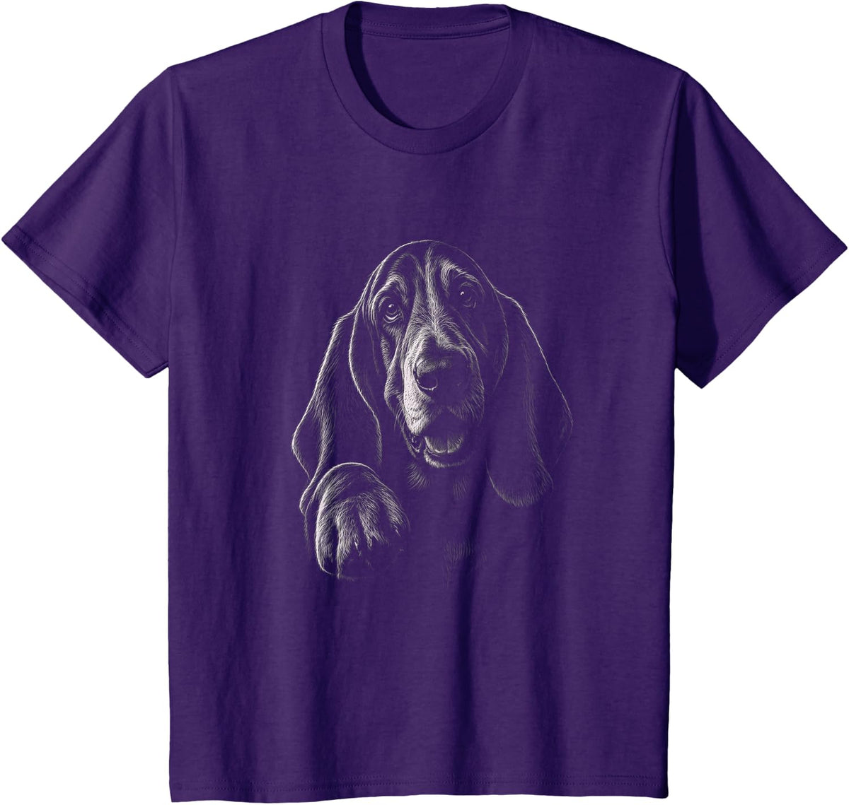 Basset Hound Graphic Black Art Design T-Shirt - Purple