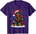 Doberman Pinscher Christmas Lights Holiday Dog Design T-Shirt - Purple