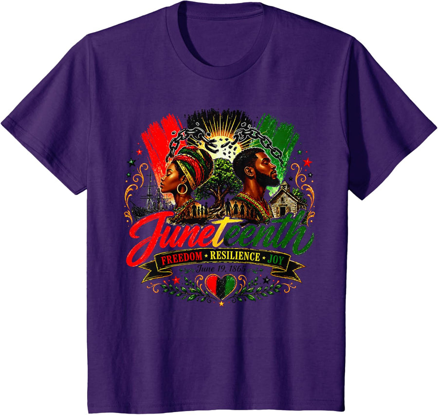 Juneteenth Black American Feedom 1865 Juneteenth Men Women T-Shirt - Purple