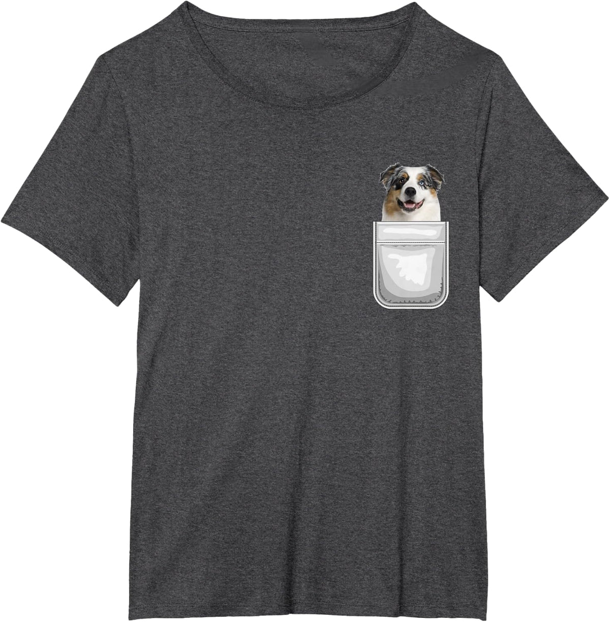 Australian Shepherd Puppy Dog in Your Pocket T-Shirt - Dark Heather Grey