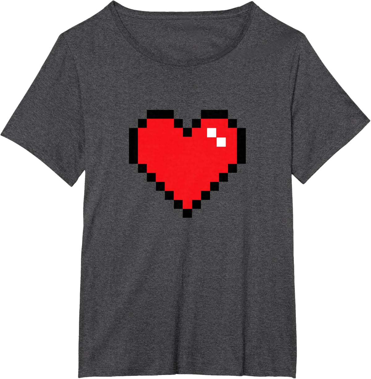 Pixel Heart 80s Love Video Game Valentine's Day Gamer T-Shirt - Dark Heather Grey