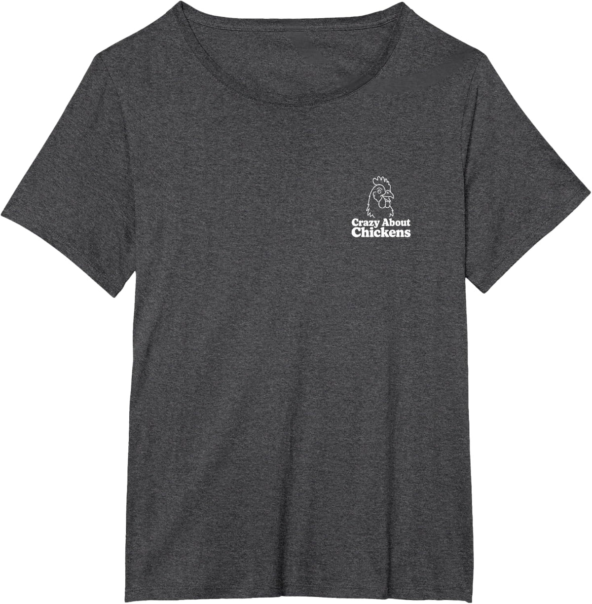 Crazy About Chickens Chicken Minimalist Badge Patch T-Shirt - Dark Heather Grey