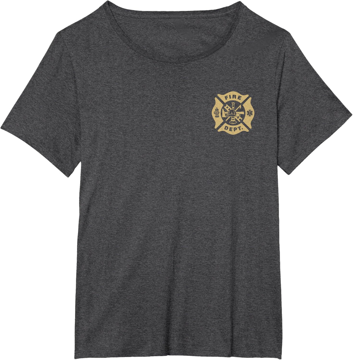 FIRE DEPARTMENT FIREFIGHTER FLORIAN MALTESE CROSS SYMBOL T-Shirt - Dark Heather Grey
