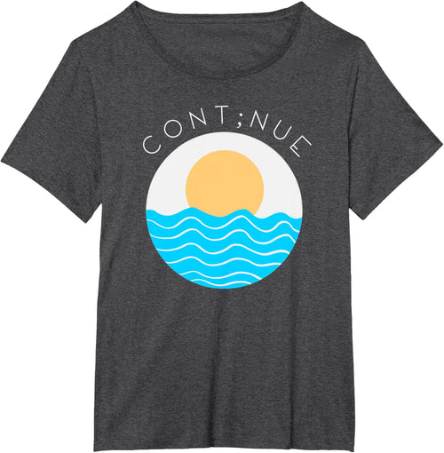 "Cont;nue" Mental Health Awareness, Semicolon T-Shirt - Dark Heather Grey