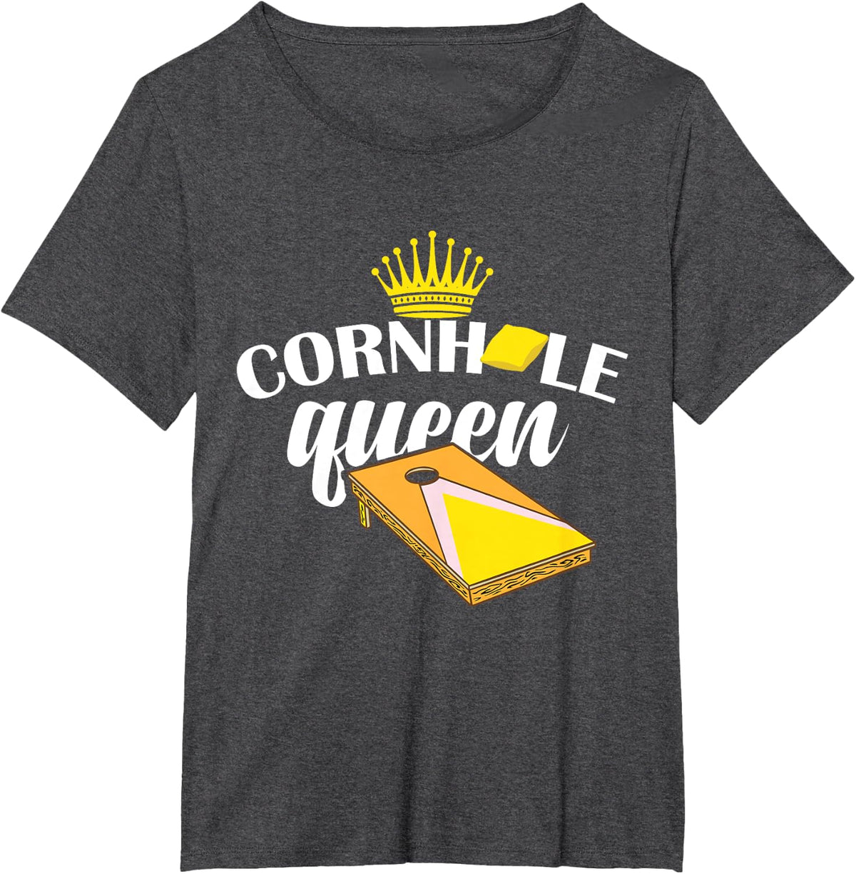 Cornhole Queen | Bean Bag | Funny Women Cornhole T-Shirt - Dark Heather Grey
