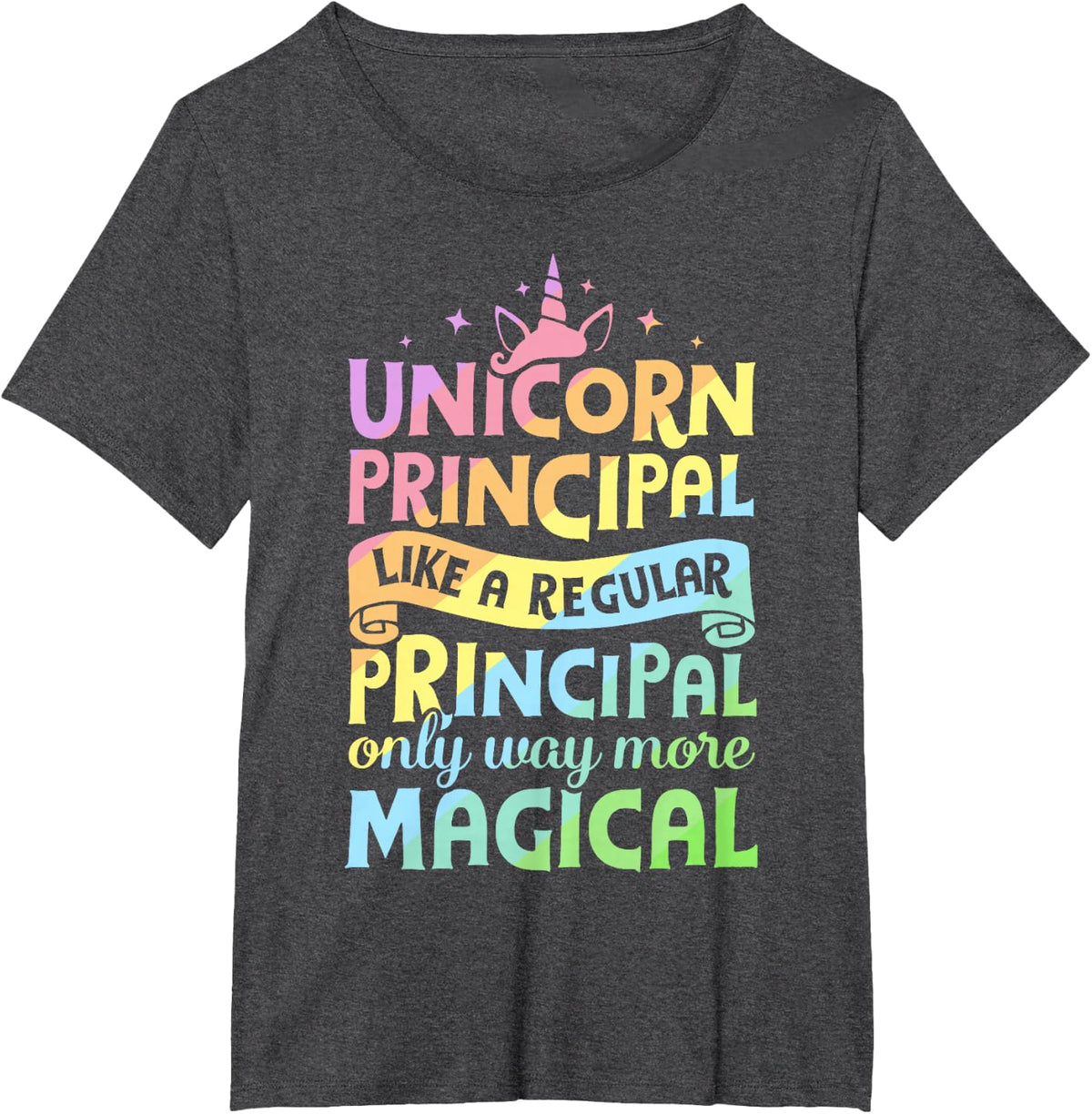 Unicorn Principal Back to School Teacher Appreciation Cute T-Shirt - Dark Heather Grey