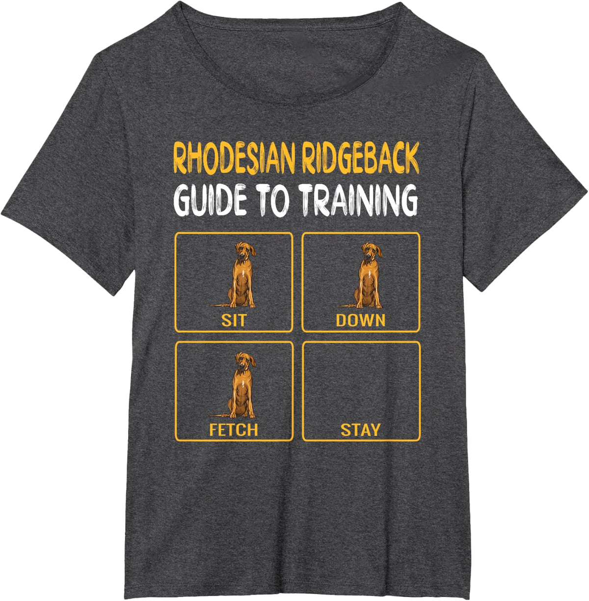 Funny Rhodesian Ridgeback Guide to Training Dog Obedience T-Shirt Tee for Dog Lovers - Dark Heather Grey
