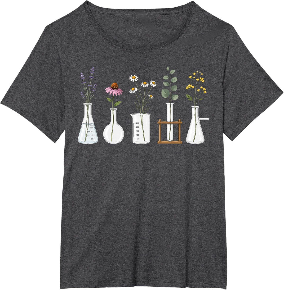 Science Laboratory Glassware Chemistry Physics Scientist T-Shirt - Dark Heather Grey