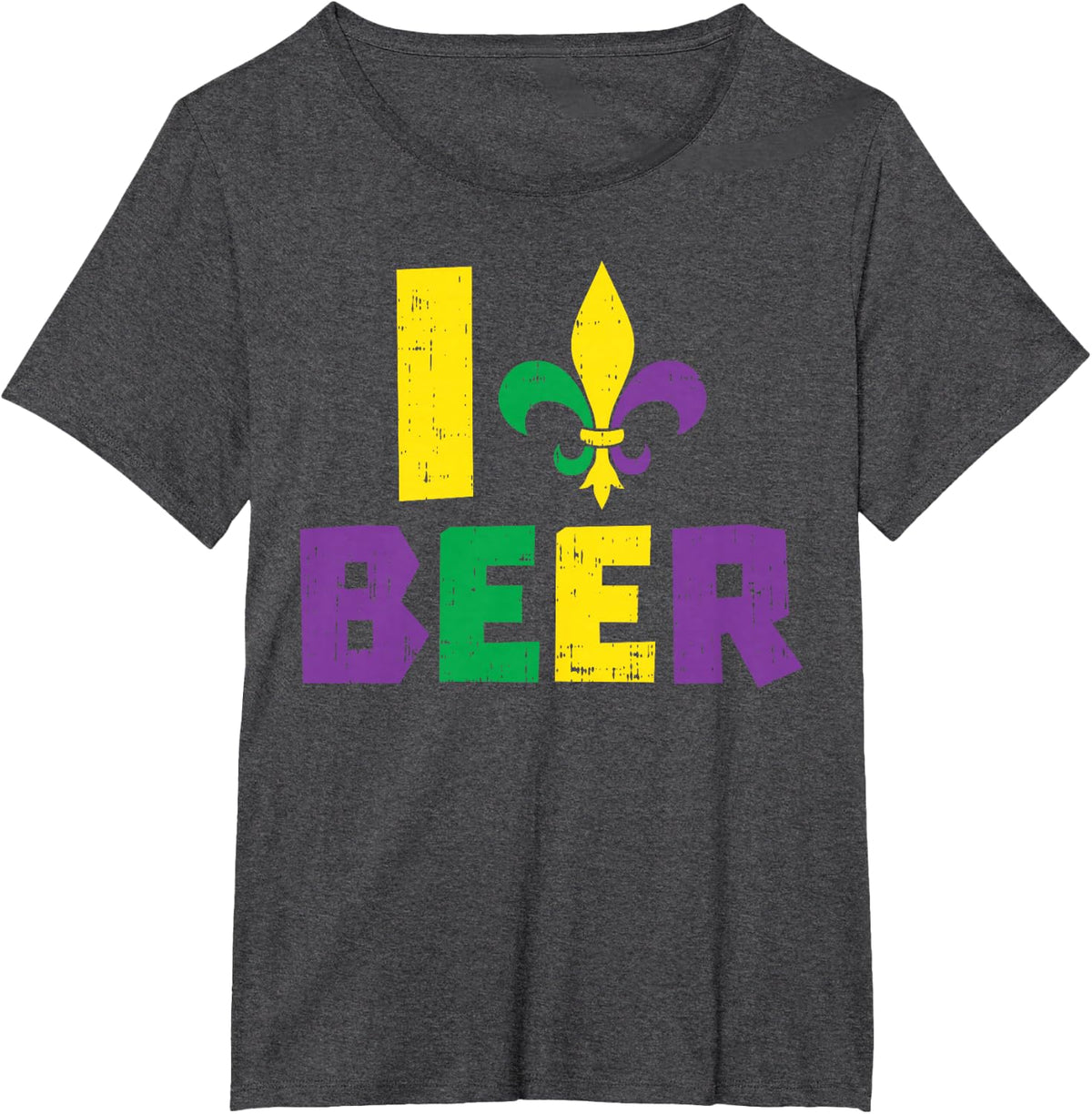 I Love Beer Jester Hat Drinking Team Fun Mardi Gras Carnival T-Shirt - Dark Heather Grey