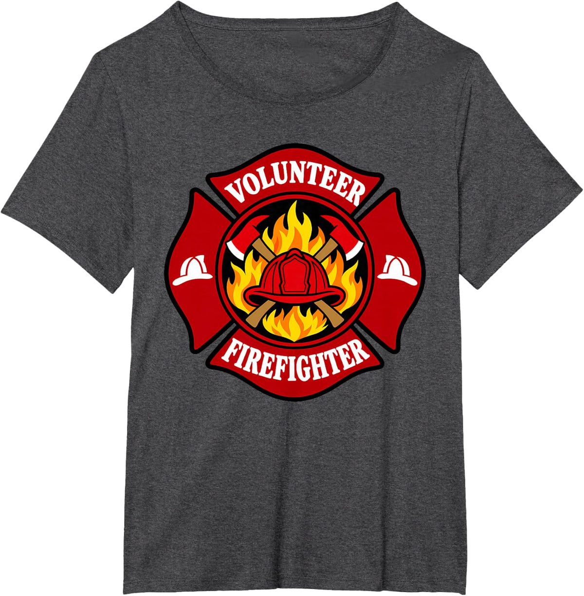 Volunteer Fire Department Firefighter Maltese Cross T-Shirt - Dark Heather Grey