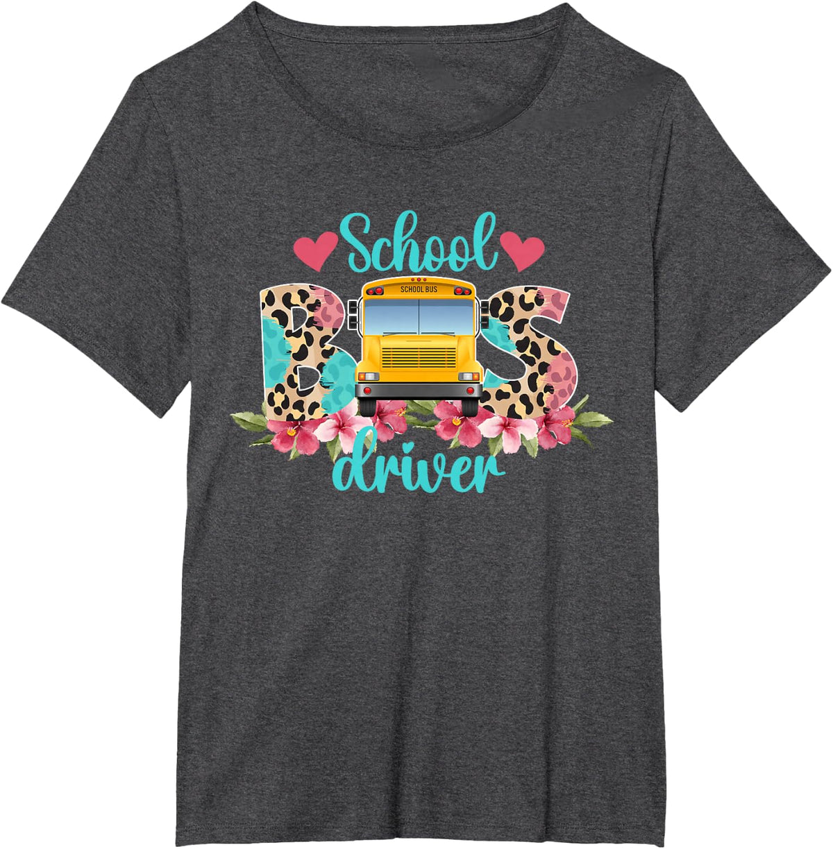 School Bus Driver Leopard Bus Drivers T-Shirt - Dark Heather Grey