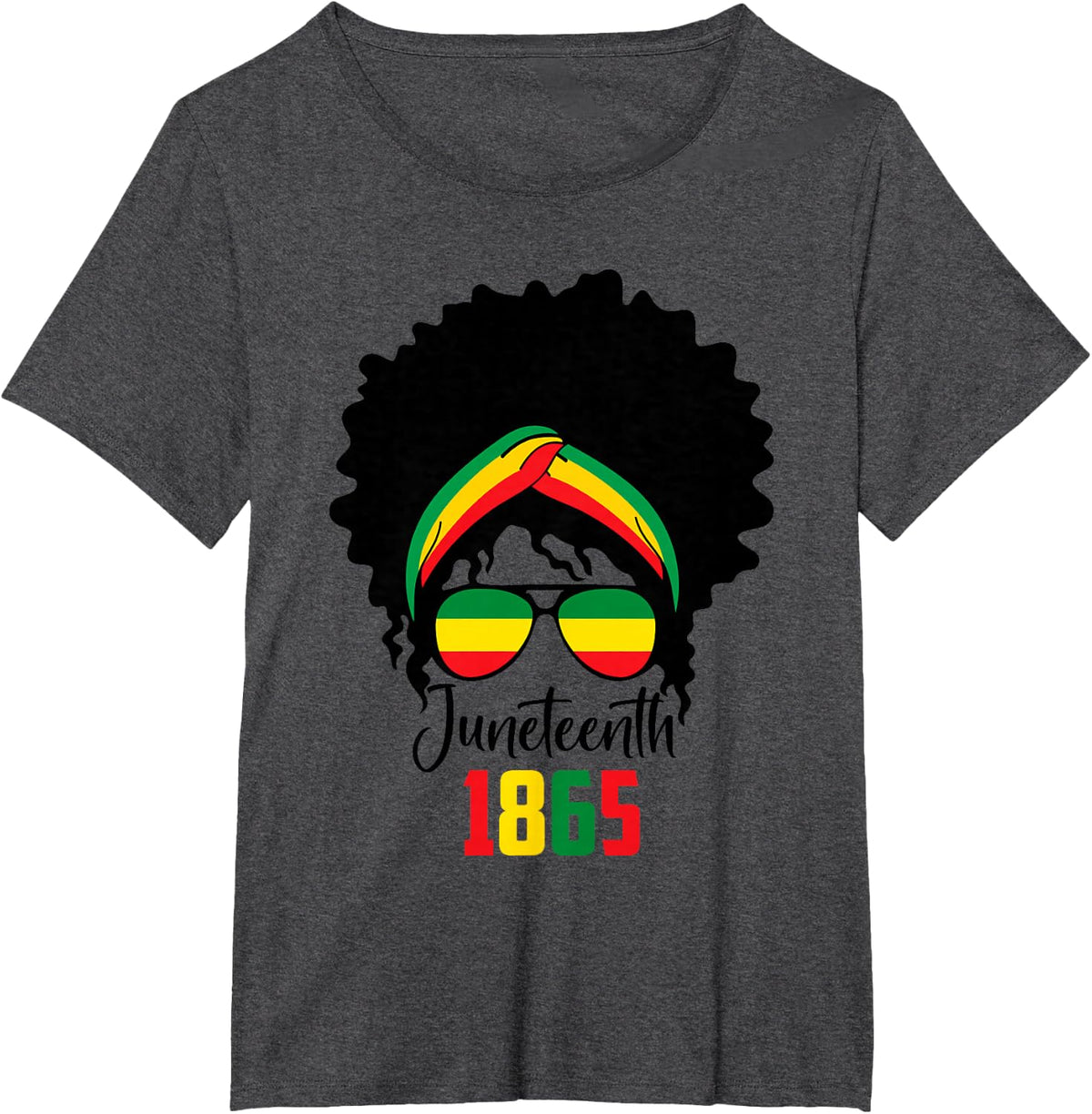 Messy Bun Juneteenth Celebrate 1865 June 19th Black Afro T-Shirt - Dark Heather Grey