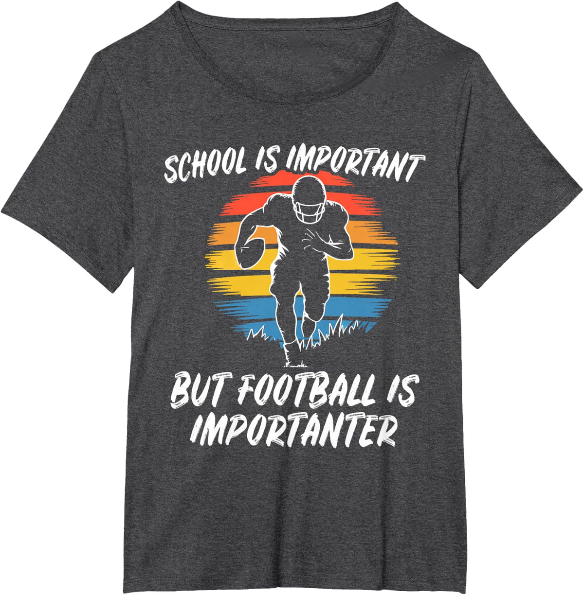 Funny Football Lineman School is Important Gift: Mens & Boys T-Shirt - Dark Heather Grey
