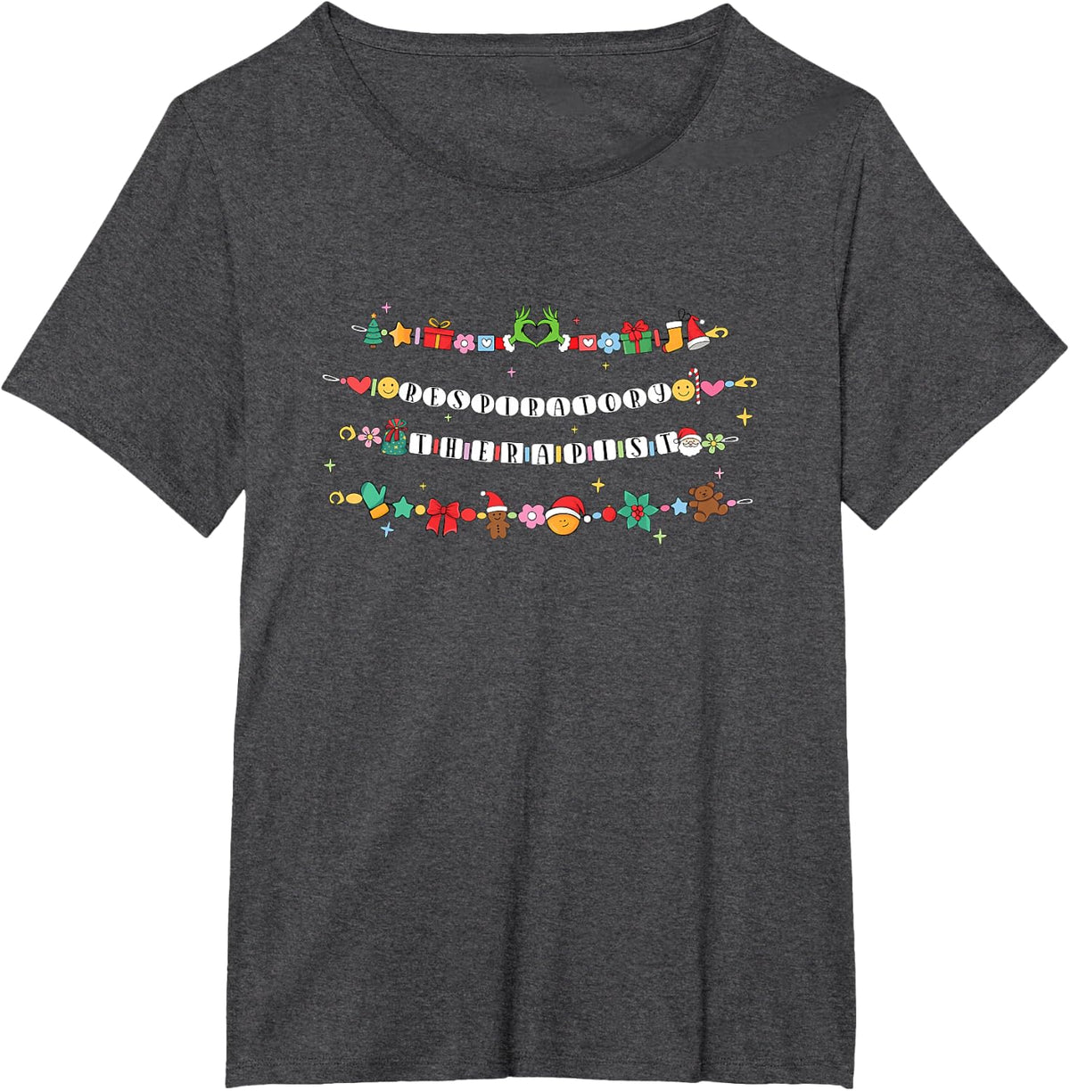 Respiratory Therapist Bracelet Christmas Friendship RT Xmas T-Shirt - Dark Heather Grey