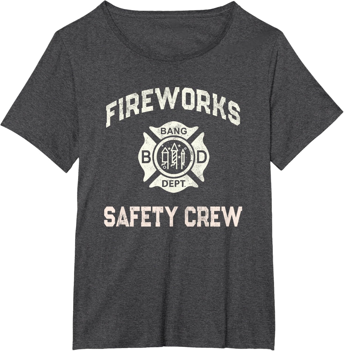 Funny FIREWORKS SAFETY CREW Team Squad Pyro Bang Consultant T-Shirt - Dark Heather Grey