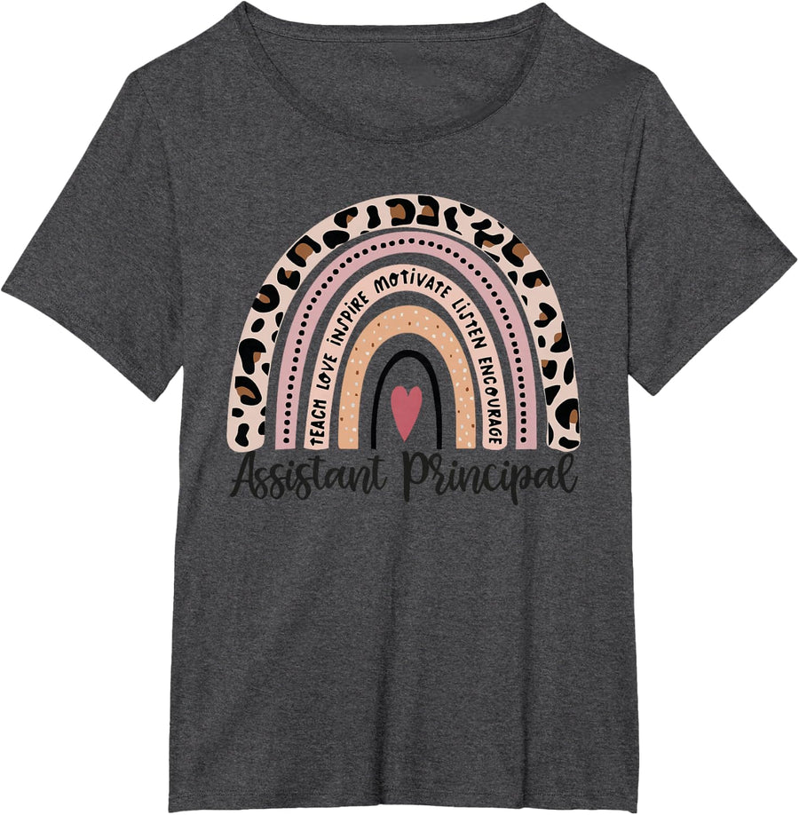 Assistant Principal Funny School Worker leopard rainbow T-Shirt - Dark Heather Grey