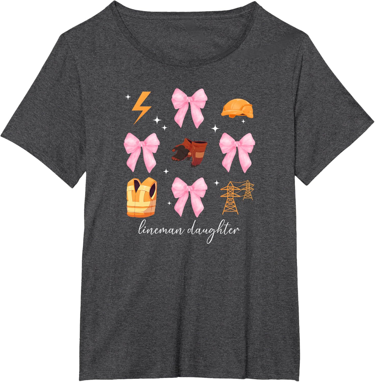 Lineman Daughter Coquette Line Daughter Lineman's Daughter T-Shirt - Dark Heather Grey