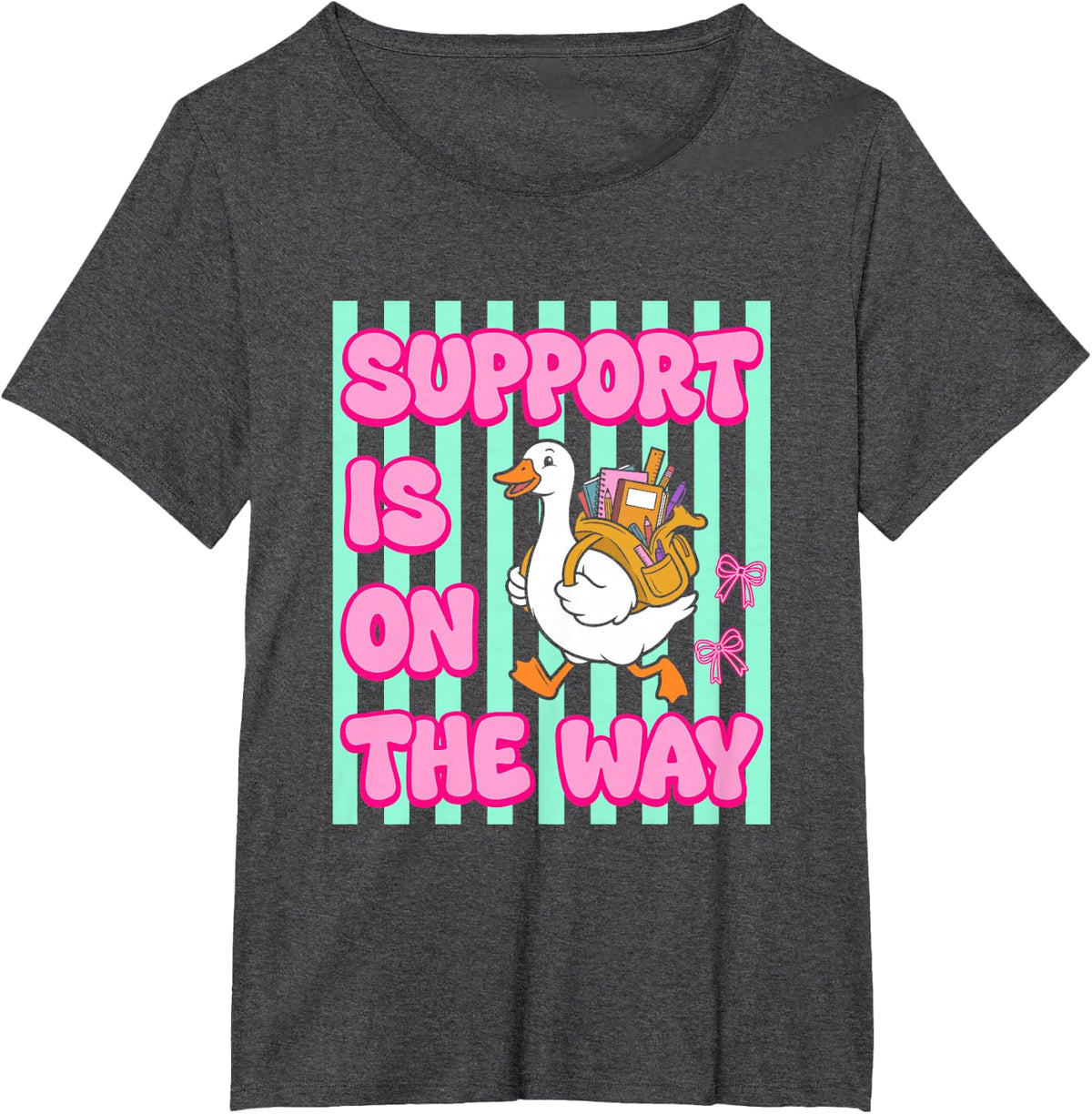 Support is On The Way Goose Backpack SPED Teacher Funny T-Shirt - Dark Heather Grey