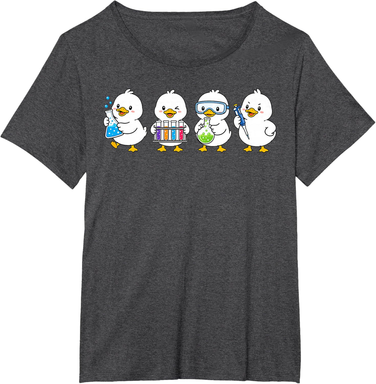 Funny Science Ducks Chemistry Laboratory STEM Scientist T-Shirt - Dark Heather Grey