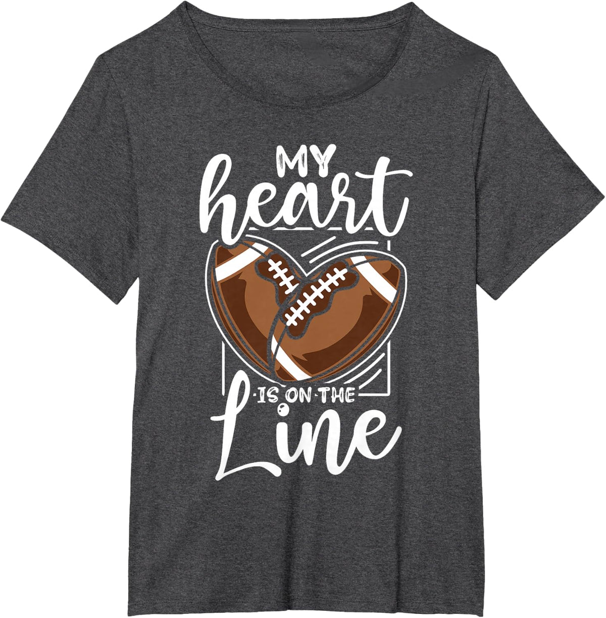 My Heart Is On The Line Offensive Lineman Football T-Shirt - Dark Heather Grey