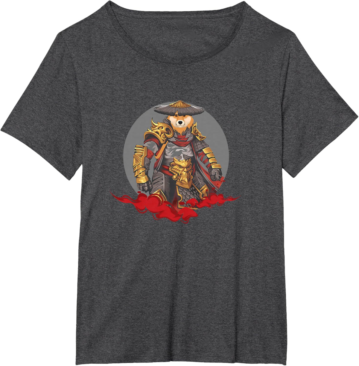 Samurai Shiba Inu Warrior Japanese T-Shirt - Dark Heather Grey