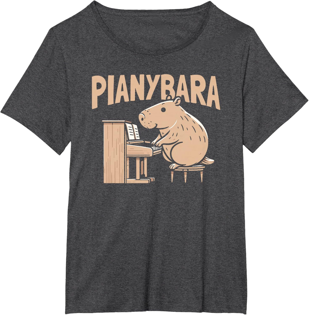 Capybara Piano Pianist Musician - Music Pianybara T-Shirt - Dark Heather Grey