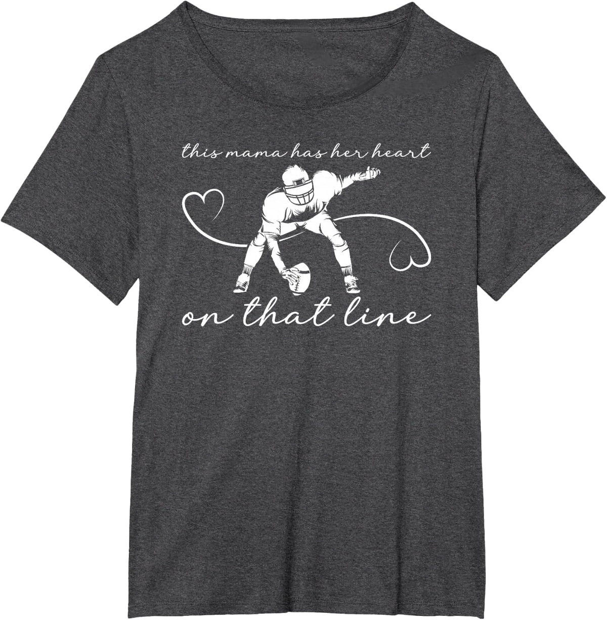 Proud Football Line Mama of A Football Lineman Mom T-Shirt - Dark Heather Grey