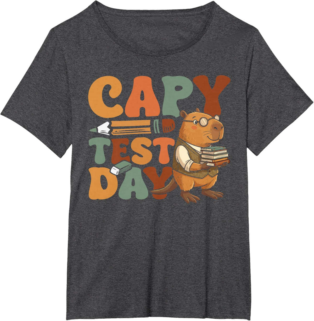 Testing Teacher Motivation Capybara Capy Test Day T-Shirt - Dark Heather Grey