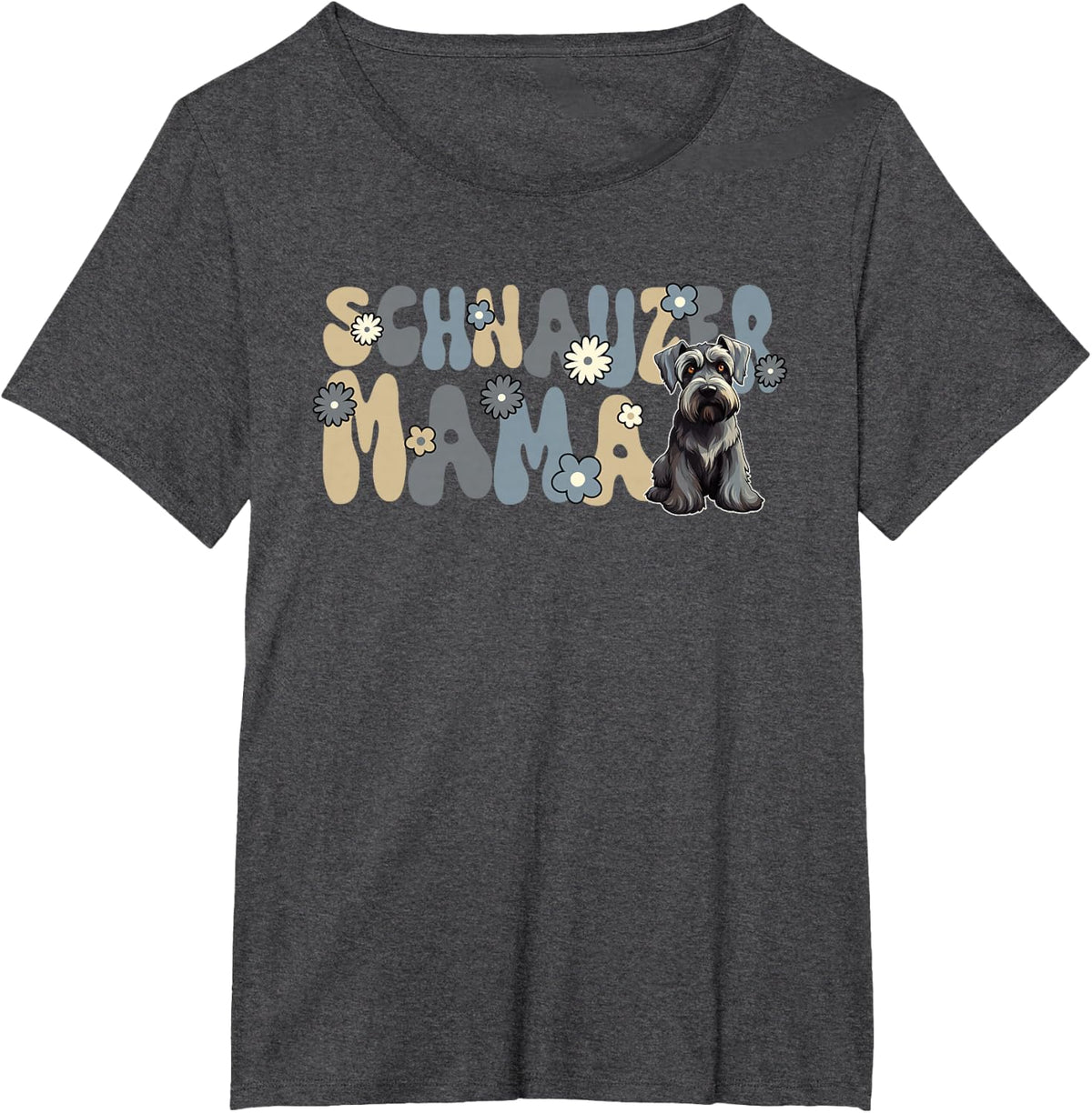 Giant Schnauzer Groovy World's Best Schnauzer Mama T-Shirt - Dark Heather Grey