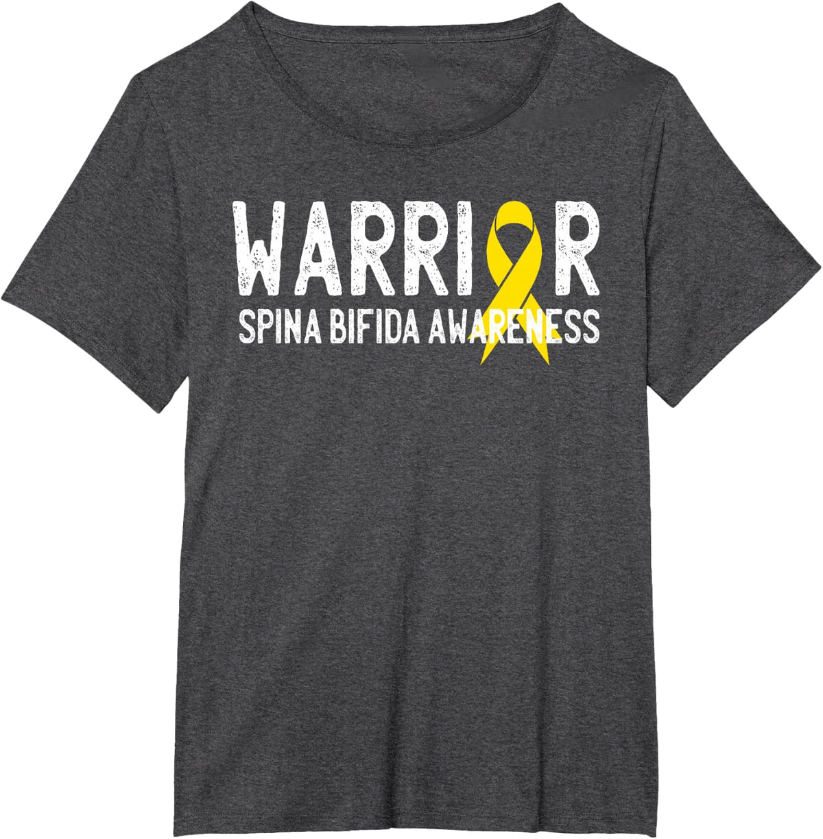 Warrior Spina Bifida Awareness Yellow Ribbon Fighter Support T-Shirt - Dark Heather Grey